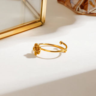 ステンレス304 低ニッケル 水に濡れても錆びにくい 18Kゴールドメッキ リング 花 フラワー 薔薇 ローズ【YJ02705】