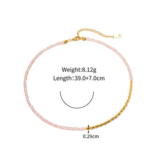 ステンレス304 低ニッケル 水に濡れても錆びにくい 18Kゴールドメッキ ネックレス  クリスタル 【YJ03666】