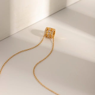ステンレス304 低ニッケル 水に濡れても錆びにくい 18Kゴールドメッキ ネックレス ジルコニア 【YJ03570】