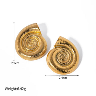ステンレス304 ニッケルフリー 水に濡れても錆びにくい 18Kゴールドメッキ スパイラル ピアス アンモナイト 【YJ00352】