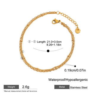 ステンレス304 低ニッケル 水に濡れても錆びにくい 18Kゴールドメッキ アンクレット チェーン 【YJ02490】