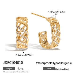 ステンレス304 ニッケルフリー 水に濡れても錆びにくい 18Kゴールドメッキ フープ ピアス  ジルコニア 【YJ00210】