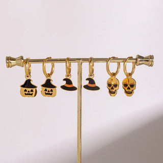 ステンレス304 低ニッケル 水に濡れても錆びにくい 18Kゴールドメッキ ピアス ハロウィン 3点セット【YJ03314】