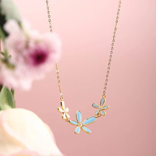 ステンレス304 ニッケルフリー 水に濡れても錆びにくい 18Kゴールドメッキ ネックレス フラワー 花 【YJ00870】