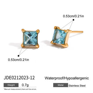 ステンレス304 低ニッケル 水に濡れても錆びにくい 18Kゴールドメッキ ピアス ジルコニア 誕生石 【YJ01990】