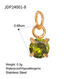 ステンレス304 低ニッケル 水に濡れても錆びにくい 18Kゴールドメッキ チャーム ジルコニア 誕生石 【YJ01953】