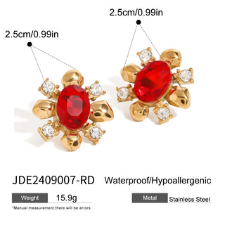 ステンレス304 低ニッケル 水に濡れても錆びにくい 18Kゴールドメッキ ピアス フラワー 花 ジルコニア 【YJ02884】