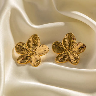 ステンレス304 低ニッケル 水に濡れても錆びにくい 18Kゴールドメッキ ピアス フラワー 花【YJ02616】