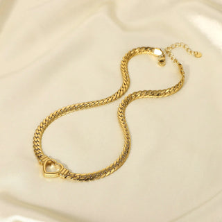 ステンレス304 低ニッケル 水に濡れても錆びにくい 18Kゴールドメッキ ネックレス  ハート 【YJ02428】