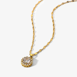 ステンレス304 ニッケルフリー 水に濡れても錆びにくい 18Kゴールドメッキ ネックレス ジルコニア 【YJ00662】