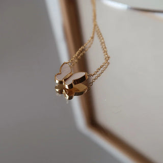 ステンレス304 低ニッケル 水に濡れても錆びにくい 18Kゴールドメッキ ネックレス シェル 蝶々 バタフライ  【YJ01908】
