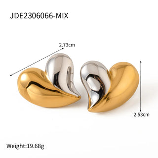 ステンレス304 低ニッケル 水に濡れても錆びにくい 18Kゴールドメッキ ピアス ハート 【YJ02506】