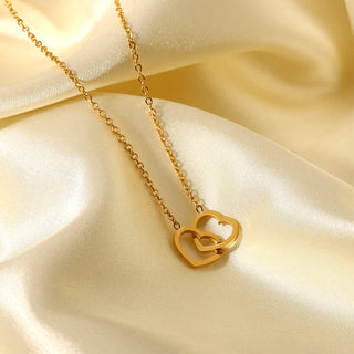ステンレス304 低ニッケル 水に濡れても錆びにくい 18Kゴールドメッキ ネックレス チェーン ハート 【YJ01813】