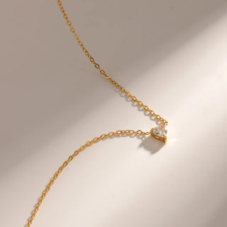 ステンレス304 低ニッケル 水に濡れても錆びにくい 18Kゴールドメッキ ネックレス ハート ジルコニア 【YJ02361】