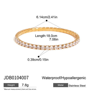 ステンレス304 ニッケルフリー 水に濡れても錆びにくい 18Kゴールドメッキ ブレスレット ジルコニア【YJ00526】