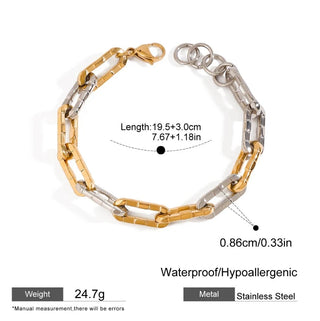 ステンレス304 ニッケルフリー 水に濡れても錆びにくい 18Kゴールドメッキ チェーン ブレスレット【YJ00473】