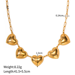 ステンレス304 低ニッケル 水に濡れても錆びにくい 18Kゴールドメッキ ネックレス チャーム ハート 【YJ01871】