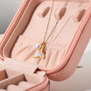 ステンレス304 低ニッケル 水に濡れても錆びにくい 18Kゴールドメッキ ネックレス チェーン シェル マーメイド パール 【YJ01602】