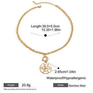 ステンレス304 ニッケルフリー 水に濡れても錆びにくい 18Kゴールドメッキ ネックレス フラワー 花【YJ00576】