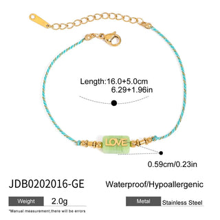 ステンレス304 低ニッケル 水に濡れても錆びにくい 18Kゴールドメッキ ブレスレット LOVE【YJ01174】