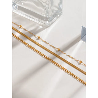 ステンレス304 低ニッケル 水に濡れても錆びにくい 18Kゴールドメッキ ネックレス チェーン 3連【YJ03070】