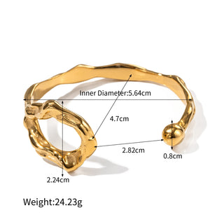 ステンレス304 低ニッケル 水に濡れても錆びにくい 18Kゴールドメッキ ブレスレット バングル 【YJ02328】