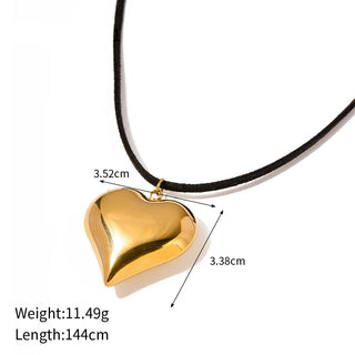 ステンレス304 低ニッケル 水に濡れても錆びにくい 18Kゴールドメッキ ネックレス ハート 【YJ02691】