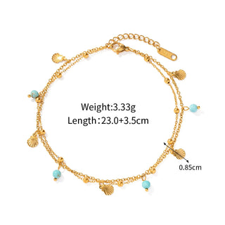 ステンレス304 低ニッケル 水に濡れても錆びにくい 18Kゴールドメッキ アンクレット チャーム【YJ01782】