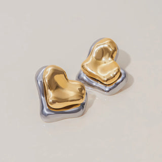 ステンレス304 低ニッケル 水に濡れても錆びにくい 18Kゴールドメッキ ピアス スクエア ハート フラワー 花 【YJ01024】