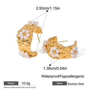 ステンレス304 低ニッケル 水に濡れても錆びにくい 18Kゴールドメッキ ピアス フラワー 花 【YJ03183】