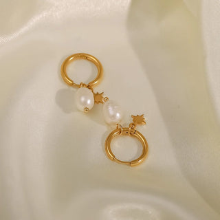 ステンレス304 低ニッケル 水に濡れても錆びにくい 18Kゴールドメッキ ピアス  パール 【YJ02052】