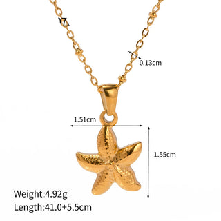 ステンレス304 ニッケルフリー 水に濡れても錆びにくい 18Kゴールドメッキ チャンキー ネックレス ヒトデ 【YJ00336】