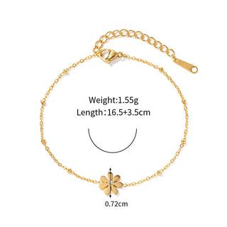 ステンレス304 低ニッケル 水に濡れても錆びにくい 18Kゴールドメッキ ブレスレット フラワー 花 【YJ01364】