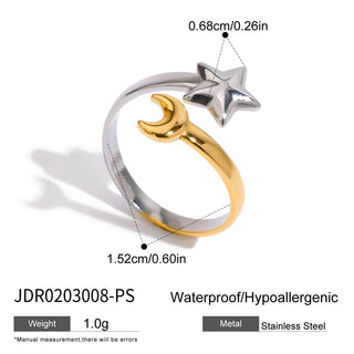 ステンレス304 ニッケルフリー 水に濡れても錆びにくい リング リング スター 星 月 【YJ00415】