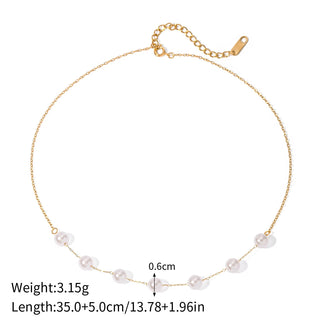 ステンレス304 低ニッケル 水に濡れても錆びにくい 18Kゴールドメッキ ネックレス パール 【YJ03387】