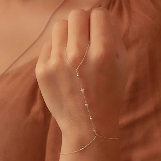 ステンレス304 ニッケルフリー 水に濡れても錆びにくい 18Kゴールドメッキ ハンドチェーン ブレスレット【YJ00335】