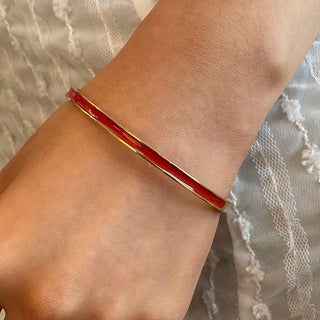 ステンレス304 低ニッケル 水に濡れても錆びにくい 18Kゴールドメッキ ブレスレット エナメル 【YJ03048】