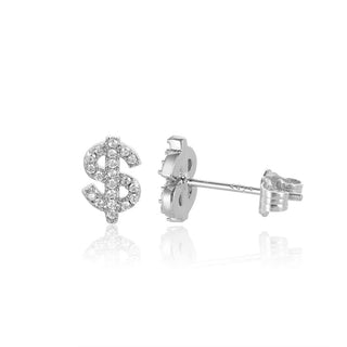 高品質真鍮 A3ランクジルコニア 18Kゴールドメッキ ピアス ドルマーク アイスドアウト ヒップホップ【NJ00063】