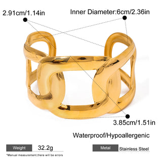 ステンレス304 低ニッケル 水に濡れても錆びにくい 18Kゴールドメッキ ブレスレット バングル 【YJ02934】