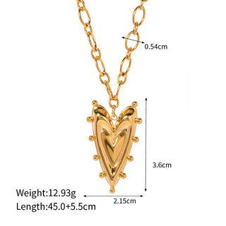 ステンレス304 低ニッケル 水に濡れても錆びにくい 18Kゴールドメッキ ネックレス ハート 【YJ02803】