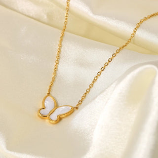 ステンレス304 低ニッケル 水に濡れても錆びにくい 18Kゴールドメッキ ネックレス チェーン 蝶々 バタフライ 【YJ01586】