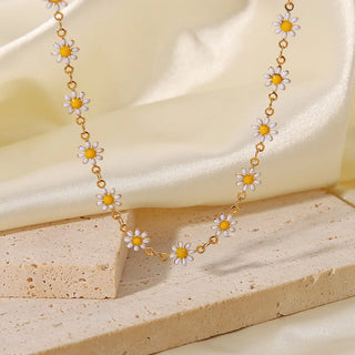 ステンレス304 低ニッケル 水に濡れても錆びにくい 18Kゴールドメッキ ネックレス フラワー 花 【YJ01706】