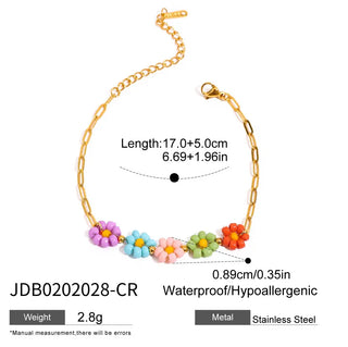 ステンレス304 低ニッケル 水に濡れても錆びにくい 18Kゴールドメッキ ブレスレット フラワー 花 【YJ01161】