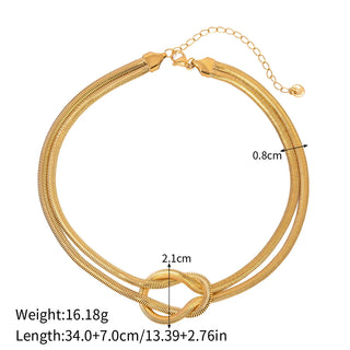 ステンレス304 低ニッケル 水に濡れても錆びにくい 18Kゴールドメッキ ネックレス 2連 スネークチェーン【YJ01676】