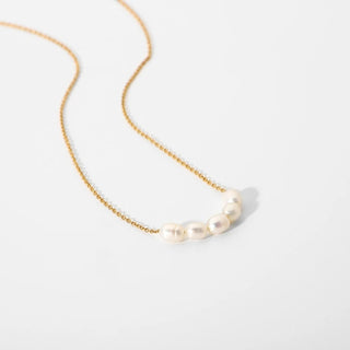 ステンレス304 低ニッケル 水に濡れても錆びにくい 18Kゴールドメッキ ネックレス パール 【YJ03919】