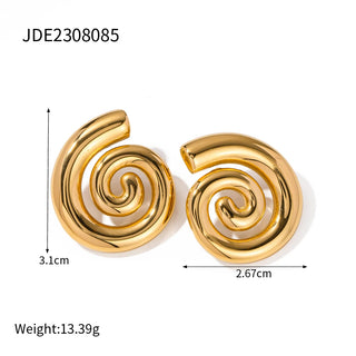 ステンレス304 低ニッケル 水に濡れても錆びにくい 18Kゴールドメッキ ピアス スパイラル 【YJ01542】