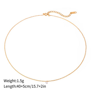ステンレス304 低ニッケル 水に濡れても錆びにくい 18Kゴールドメッキ ネックレス クリスタル 【YJ01639】
