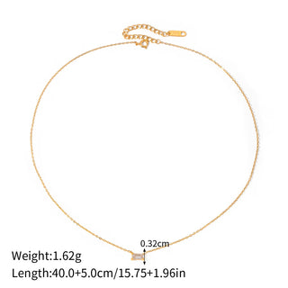 ステンレス304 低ニッケル 水に濡れても錆びにくい 18Kゴールドメッキ ネックレス ジルコニア 【YJ01820】