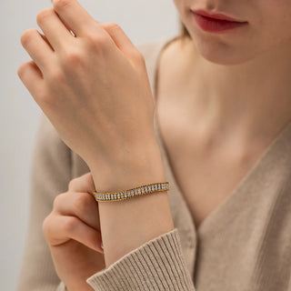 ステンレス304 ニッケルフリー 水に濡れても錆びにくい ブレスレット チェーン ジルコニア 【YJ00539】