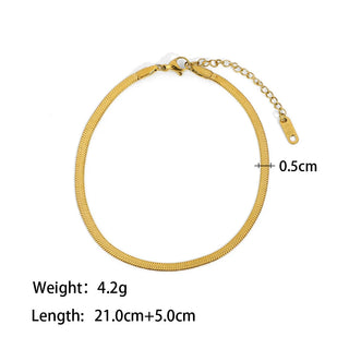 ステンレス304 低ニッケル 水に濡れても錆びにくい 18Kゴールドメッキ アンクレット スネークチェーン 【YJ04036】
